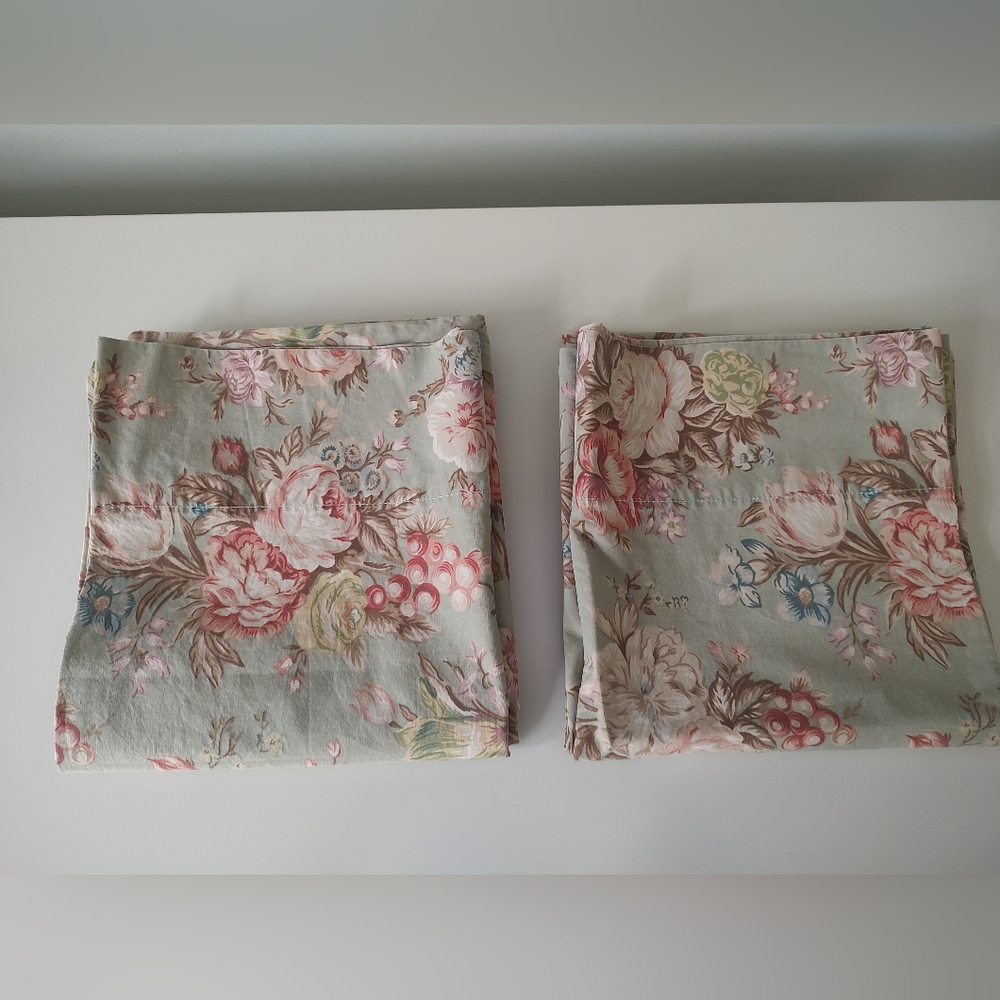 Vintage Ralph Lauren Home Charlotte Sage Floral King Pillow Cases Set Of 2 - Picture 4 of 8